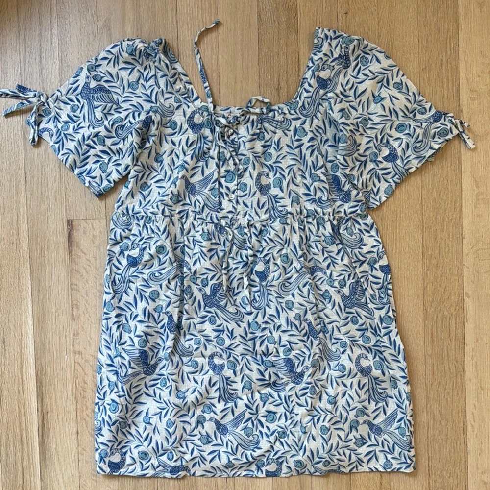 EUC Banjanan Girls printed dress, blue/white, sz 8 - Picture 1 of 7